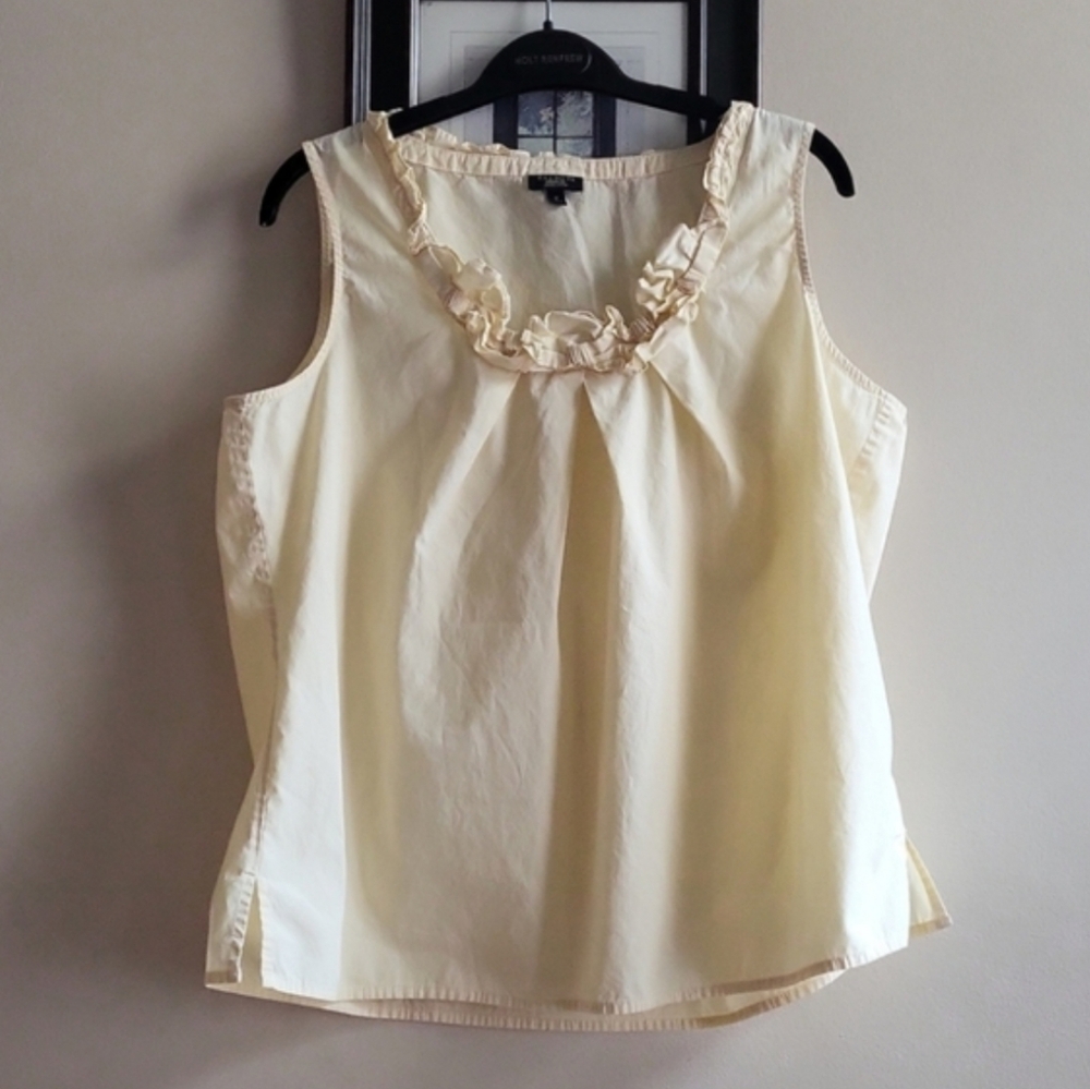 Talbots Ruched Neck Sleeveless Top - Cream